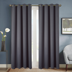 Curtains & Accessories RT Designer Collection Olivia Gray 54 x 84 in Anchorage Solid Blackout Grommet Single Curtain Panel