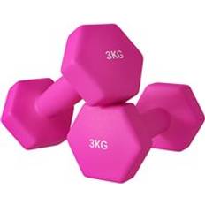 Fitness Sportnow 2 x 3kg Hexagonal Dumbbells Weights Set with Non-Slip Grip for Home Gym Workout, Aosom UK