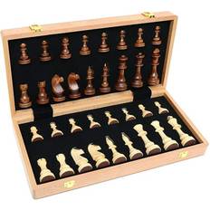 Tnarru Sold by: Wooden International Chess Set 18-inch Large Chess Set with Folding Chess Board Portable Travel Chess Board