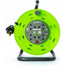 Status 4 way 25m 4 gang extension reel cable reel round socket garage workshop home