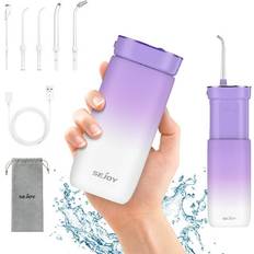 Sejoy Sold by: JOYHEALTH, Sejoy Water Flosser Cordless Portable Dental Oral Irrigator Water Pick Teeth Cleaner 3 Modes DIY And IPX7 Waterproof 170ML Telescopic Water Tank Travel & Home Water Flossers Purple