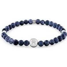 Blue - Men Jewellery Tommy Hilfiger mens blue IP sodalite beaded bracelet, Blue, Men