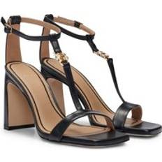 Heeled Sandals BOSS T-bar leather sandals with double monogram Black