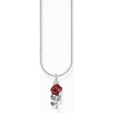 Enamel Necklaces Thomas Sabo Sterling Silver Red Rose Enamel Necklace
