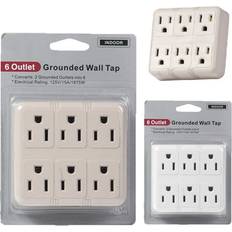 Beige Electrical Outlets AllTopBargains Wide ac 125v wall tap socket: 6 outlet charging station Beige