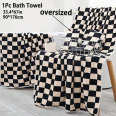 Checkered Bath Towels Shein Pc Extra Large Material Good Bath Towel