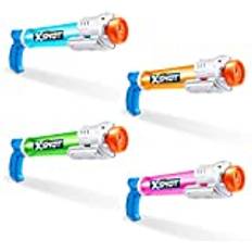 Zuru X-Shot Water Warfare Small Tube Soaker (4 Pack) Super Soaking Pump Action, Pool Party Pack, Fills up to 380ml, Shoots up to 8 Meters, for Boys, Girls, Children