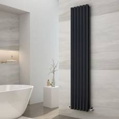 EMKE Stylish Vertical Oval Column Central Heating Modern Anthracite, 180x35cm