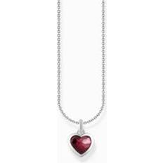 Thomas Sabo Sterling Silver Red Zirconia Heart Necklace