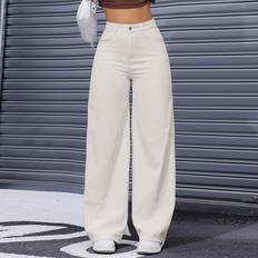 Shein Women Loose Fit Wide Leg Casual Denim Pants With Pockets