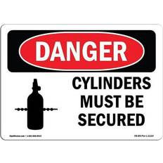 Red Workplace Signs SignMission 12 18 OSHA Danger Cylinders Must Be Secured