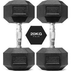 20kg rubber dumbbells 20kg x 2 Pair Hex Dumbbells Rubber Encased Pair of Weights