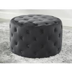 Bleu Repose-pieds Vente-unique Pouf Fourca En Velours D.60 x H98 cm Repose-pied