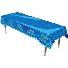 Blue Table Decorations Oaktree Blue Happy Birthday Colourfast Plastic Table Cover 137cm x 2.6m
