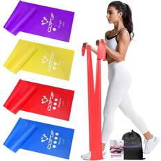 Fitness COFOF Resistance Bands, Exercise Band with 4 Resistance Levels,1.8m/5.9ft long Stretch Bands with Carry Bag & Exercise Guide, Straps for Yoga