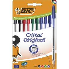 Bürobedarf Bic Kugelschreiber Cristal Original, sortiert,10er Kartonbox