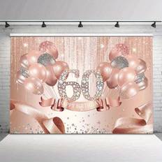 Photo Backgrounds Shein pcRose Golden Happy th Birthday Backdrop Decorations For Women Pink Glitter Ribbon Balloons Dots Photography Background Diamond Sixty Years Ol