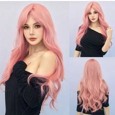 Shein Inch Pink Long Curly Synthetic Wig With Bangs Natural Looking Daily Day