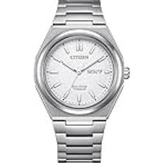 Citizen Super Titanium white background AW0130-85A Eco Drive solotempo watch