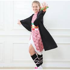 Flemye Nezuko, 11-12Y Girls' Anime Cosplay Costume Kimono Outfit with Cape