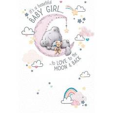 Me to You Bear on moon baby girl congratulations card