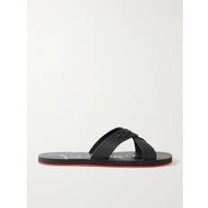 Christian Louboutin Slides Christian Louboutin Cross Logo-Embossed Rubber Slides Men Black