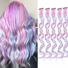 Clip-On Extensions Shein Pcs Clip On Curly Wavy Hair Extensions Colorful