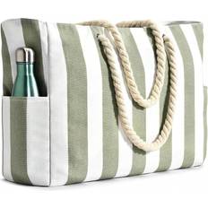 Green Beach Bags Shein Women's Large Waterproof Beach Tote Bag With Zipper, Sandproof For Swimming Pool, Random Pattern