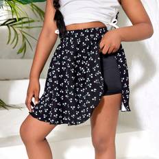 Florals Trousers Children's Clothing Shein Tween Girl Woven Ditsy Floral Wide Leg Shorts For SpringSummer Outings