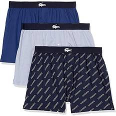 Men's Underwear Lacoste mens 3-pack Authentics All Over Print Woven Boxer Shorts, Navy Blue/Methylene-tropical