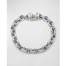 Oro Pulseras Lagos Men's 18K Yellow Gold & Sterling Silver Anthem Double Link Chain Bracelet Exclusive