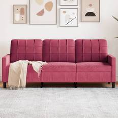 Röda Soffor vidaXL 3-Sitssoffa Vinröd 180 cm Sammet Soffa 3-sits