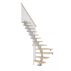 Trapper Dolle Frankfurt Kvartsvingstrappe Pearl Grey Classic III Olieret Bøg 75-12