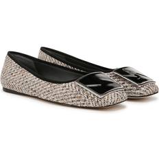 Blockabsatz - Damen Ballerinas Franco Sarto Flexa Amaya Ballet Flat Shoes Black Multi Tweed Fabric Slip On Fit, Square Toe, Slip-On Fit