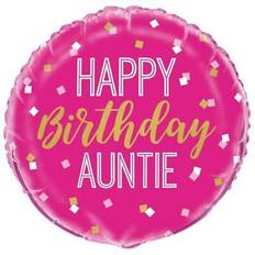 Globos Unique Party happy birthday auntie round foil balloon sg35297