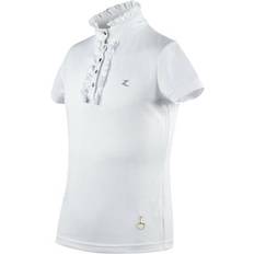 Wit Polo's Horze Wedstrijdpolo Met Ruches - Blanc