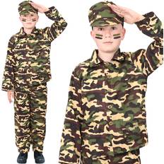 I Love Fancy Dress Boys fancy dress army camoflage costume green and black action man outfit