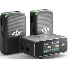 DJI Mic 2-Person Compact Oled Touchscreen Digital Wireless Microphone with Two Condenser Lavalier Microphones bundle Black