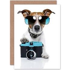 ARTERY8 Cool jack russell dog camera photo sunglasses blank greeting card with envelope