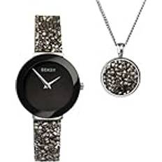 Seksy Watches Seksy Black Ladies Watch and Necklace Gift Set