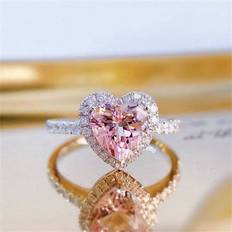 Women - Zinc Rings Shein pc Womens Fashionable Pink Diamond Heart Ring