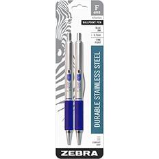 Zebra Desktop Stationery Zebra Pen F-402 Ballpoint Tainless Steel 0.7mm Blue Ink 2-Count