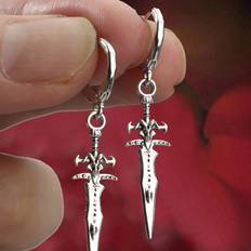 Unisex Earrings Shein Retro Punk Street Style Earrings HipHop Cross Sword Pendant Creative Hoop Earings Unisex SwordShaped Ear Clips For Men Women