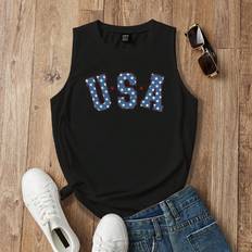 Tank Tops Shein Womens Casual American Flag Pattern Tank Top th Of July