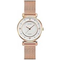 Damklocka rektangel roséguld silver rostfritt vattentät lyxig kvarts analog, Svart n t, armband