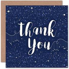 Wee Blue Coo Thank you stars navy blank greeting card with envelope