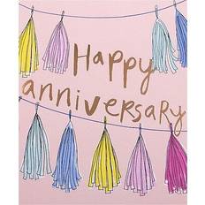 Pom pom bunting design open anniversary card