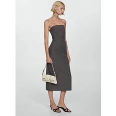 Mango Dresses Mango Strapless pinstripe dress open grey Woman Open Grey