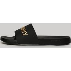 Zehenriemen Slides Superdry Vegan Logo Pool Sliders, Black/Metallic Gold