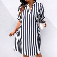 Florals - Women Dresses Shein Plus Womens Striped Print Simple Daily Dress